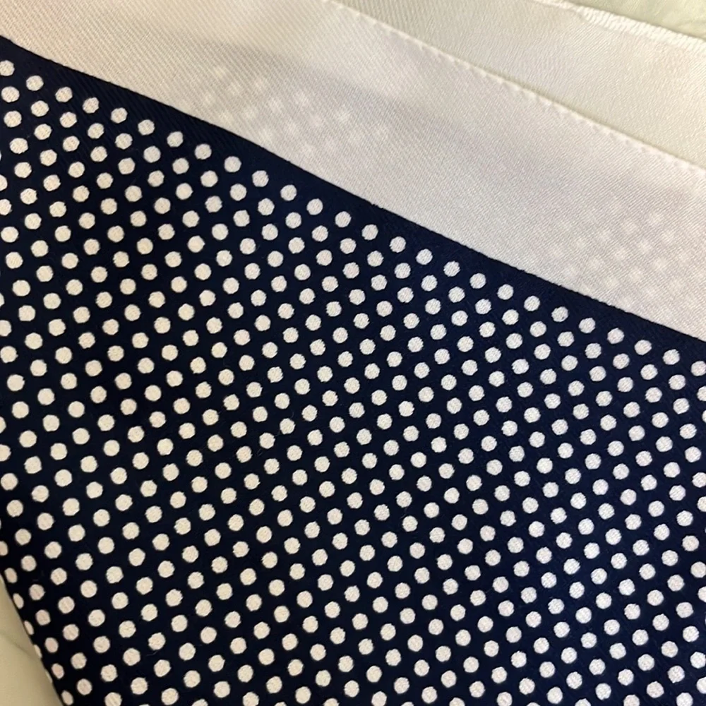 Vintage Navy Blue and Micro White Polka Dot Square Italian Scarf